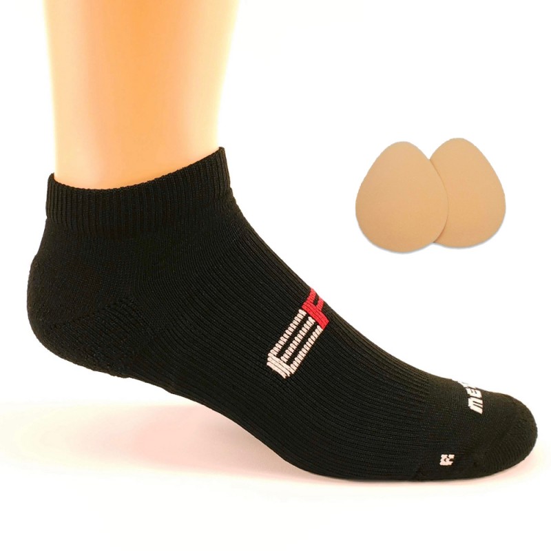 Metatarsal socks with an integrated pouch for met pads.